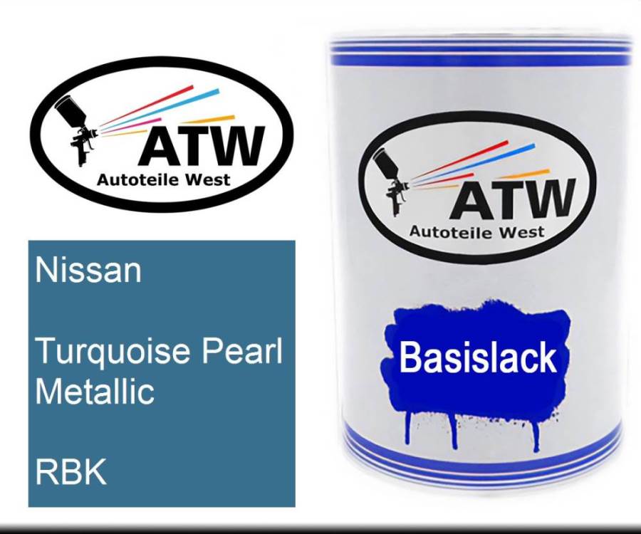 Nissan, Turquoise Pearl Metallic, RBK: 500ml Lackdose, von ATW Autoteile West.